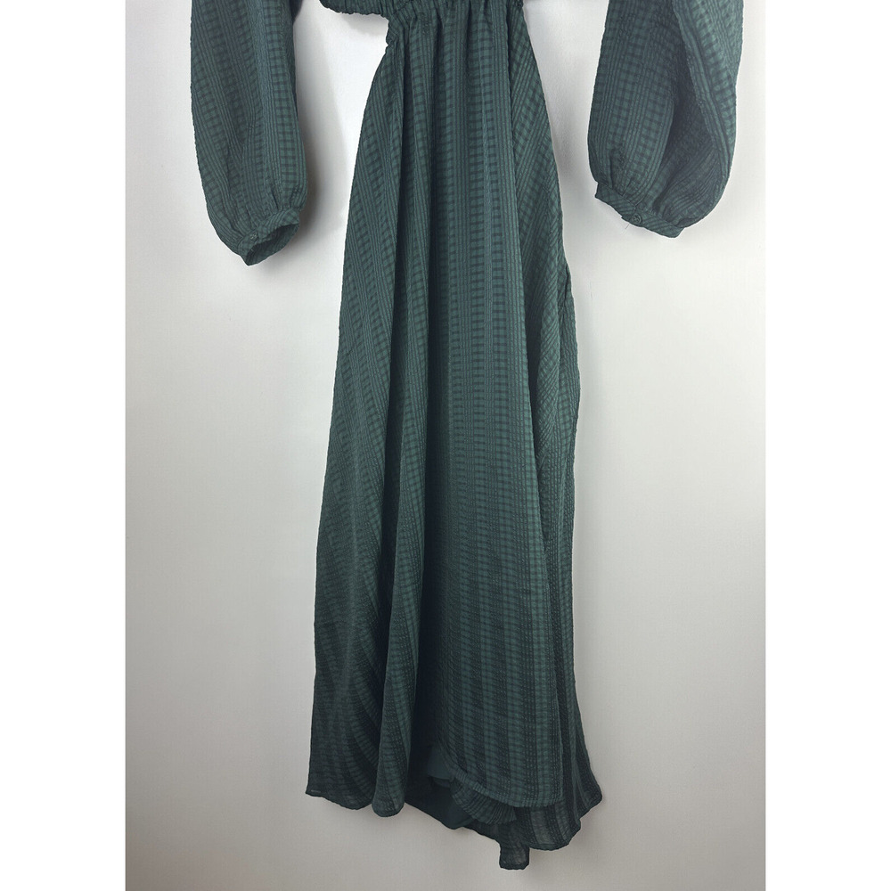 Madewell Long Sleeve Cutout Midi Dress Smoky Spruce Green Black Women's Medium - Picture 15 of 16